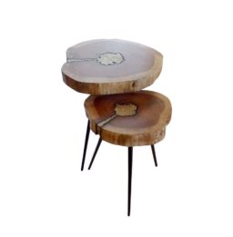 Set de 2 Tables AKIS en acacia et métal