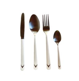 Ménagère 24couverts ETINCELLE inox mat et manche blanc